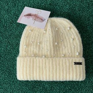 NWT Jessica Simpson Pearls & Beads Winter Beanie Hat
